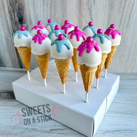 Ice Cream Cone Cake Pops - Made to Order - Sweets on a Stick