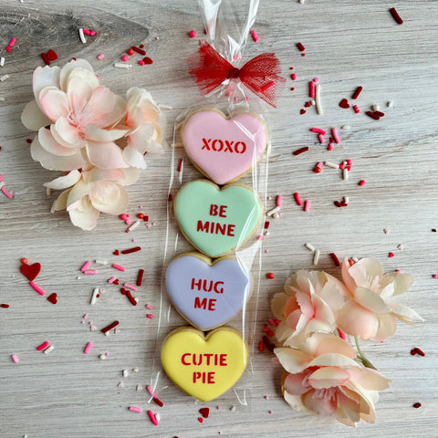 Mini Conversation Heart Cookies - Sweets on a Stick